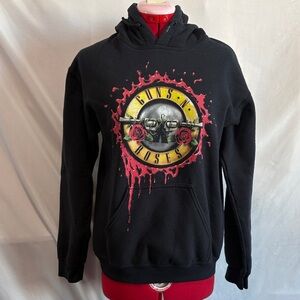 Black Graphic Hoodie with Red Accents